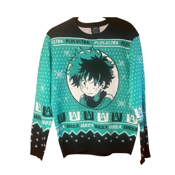 My Hero Academia Plus Ultra Deku Izuku Midoriya Ugly Christmas Sweater - Picture 1 of 6